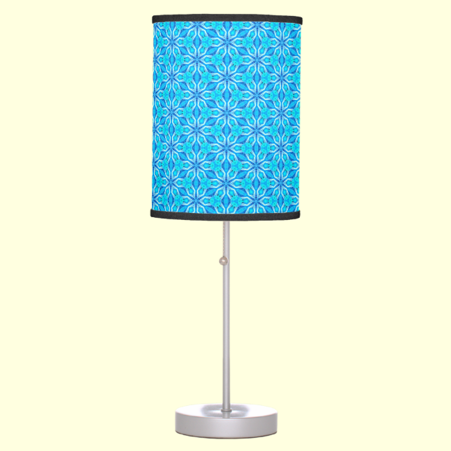 Aqua Snowflakes Abstract Spinning in Winter Table Lamp
