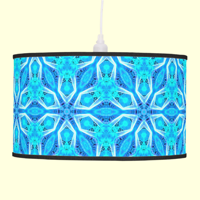 Aqua Snowflakes Abstract Spinning in Winter Hanging Pendant Lamps