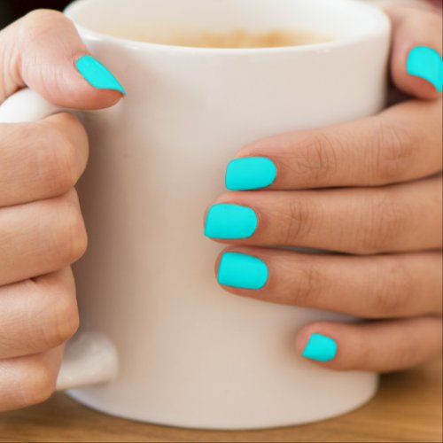 Aqua solid color minx nail art