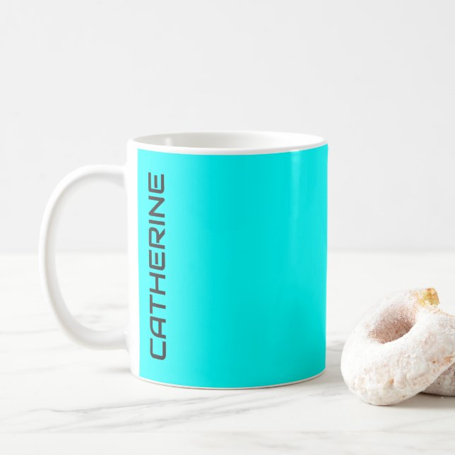 Aqua Solid Color Personalized  Coffee Mug (With Donut)