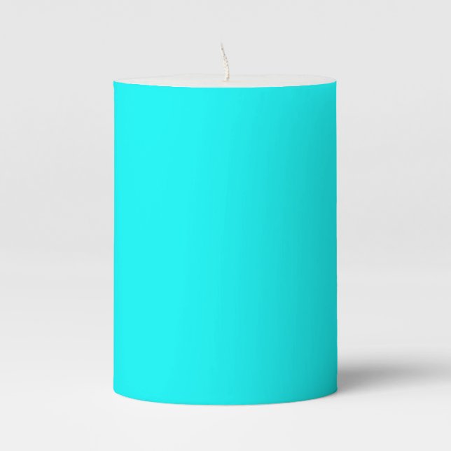 Aqua (solid color) pillar candle (Front)