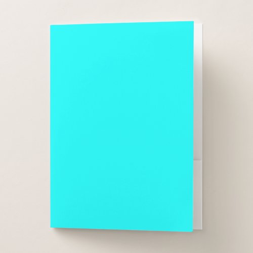 Aqua solid color pocket folder