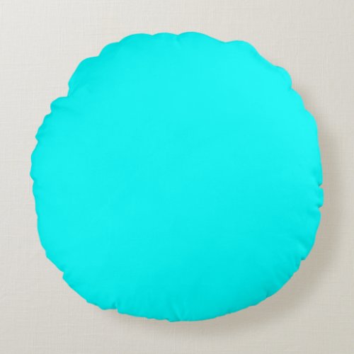 Aqua solid color round pillow