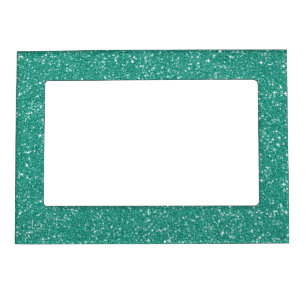 Aqua Sparkle Glitter Print Pattern Magnetic Photo Frame