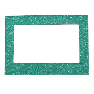 Aqua Sparkle Glitter Print Pattern Magnetic Photo Frame