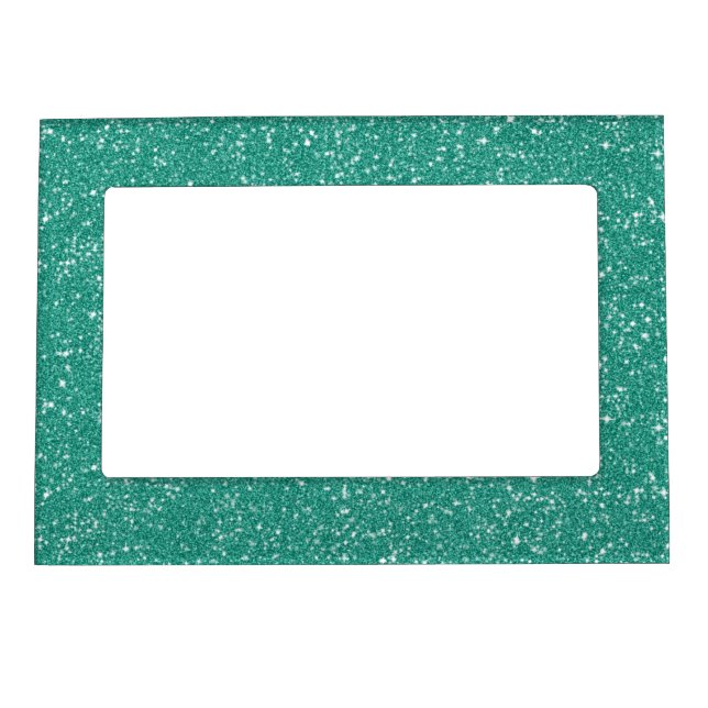 Aqua Sparkle Glitter Print Pattern Magnetic Photo Frame (Front)