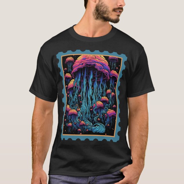 Aqua Spectacle: Giant Colorful Jellyfish T-Shirt (Front)