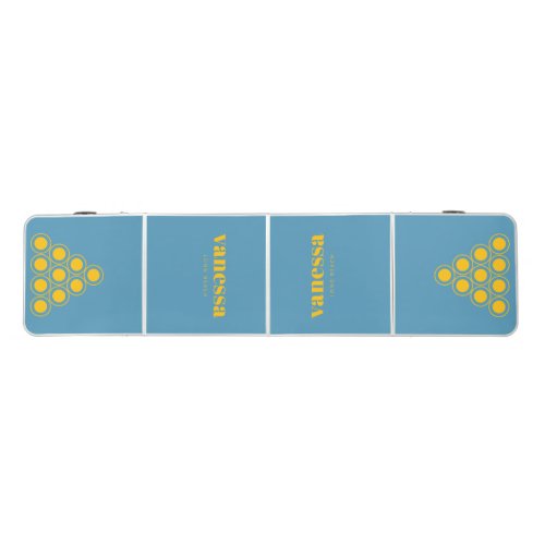 Aqua Splash Minimal Modern Classic Name Beer Pong Table