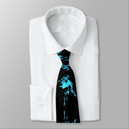 Aqua Splash on Black Neck Tie