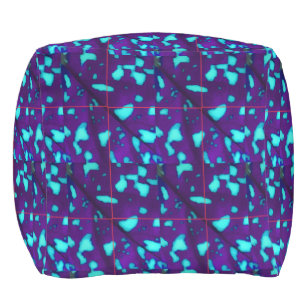 Aqua Splotches on Deep Purple Outdoor Pouf