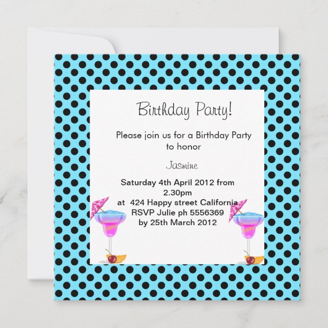 AQUA SPOT BIRTHDAY PARTY INVITATION (Front)