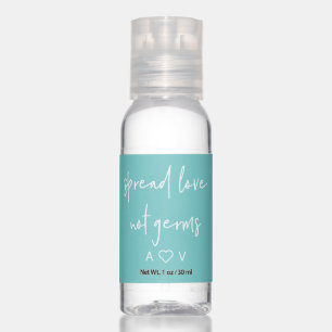 Aqua   Spread Love, Not Germs Cute Wedding Hand Sanitizer