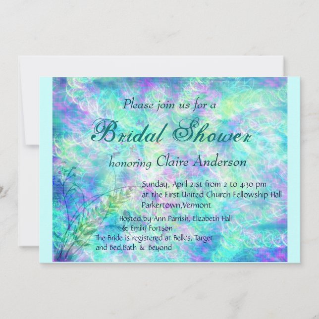Aqua Spring Bridal Shower Invitation (Front)