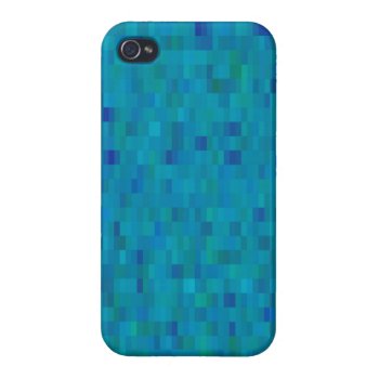 Aqua Squares Modern Pattern Iphone 4/4s Cover by Quirina at Zazzle