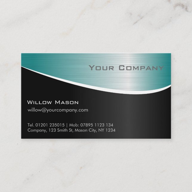 Aqua Stainless Steel, Professional Business Card (Front)