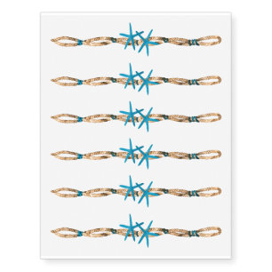 Aqua Starfish and Nautical Rope Temporary Tattoos