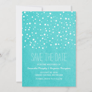 Aqua Starry Night Save the Date Invite