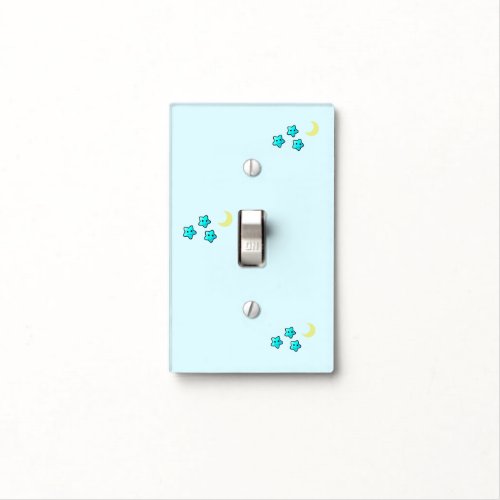 Aqua Stars and Moon Light Switch Cover