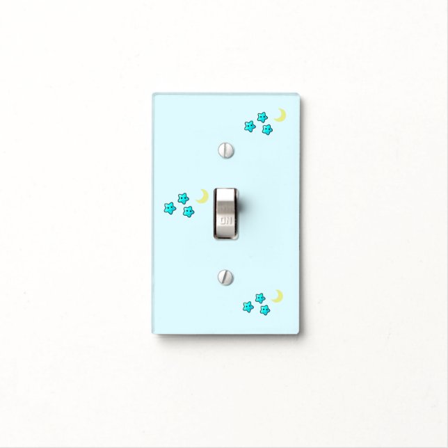 Aqua Stars and Moon Light Switch Cover (In Situ)