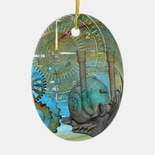 Aqua Steam Snail Traveler Ceramic Ornament