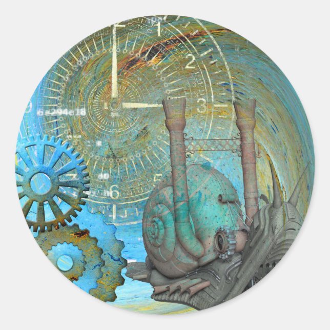 Aqua Steam Snail Traveler Classic Round Sticker (Front)