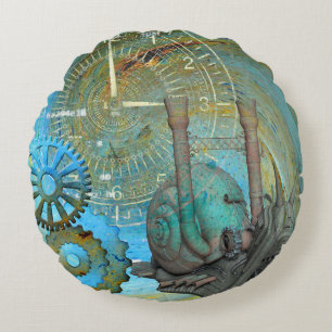 Aqua Steam Snail Traveler Round Pillow