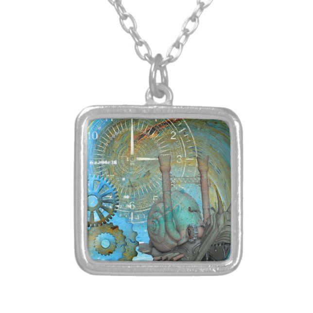 Aqua Steam Snail Traveler Silver Plated Necklace (Front)