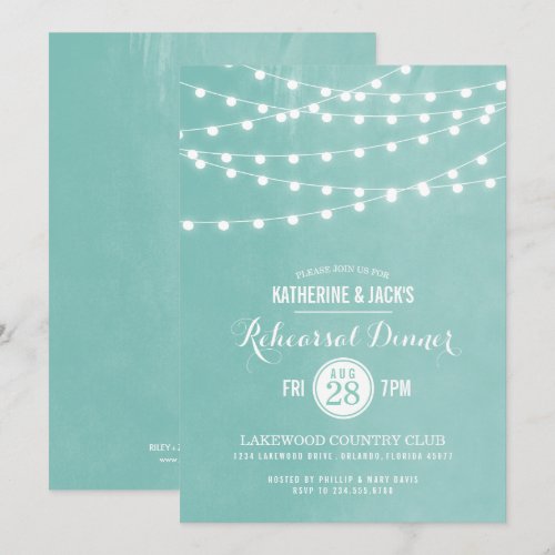 Summer String Lights Rehearsal Dinner Invitation