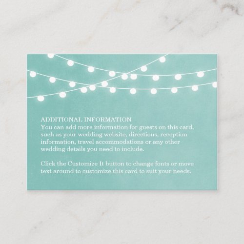 Summer String Lights Wedding Insert Card Business Card Templates