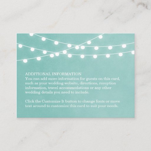 Customizable Summer String Lights Wedding Insert Card Business Card Templates
