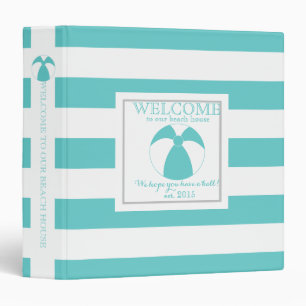 Aqua Stripe Beach Ball Welcome Book Binder