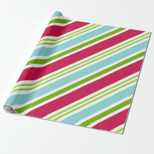 Aqua Stripe Christmas Wrapping Paper