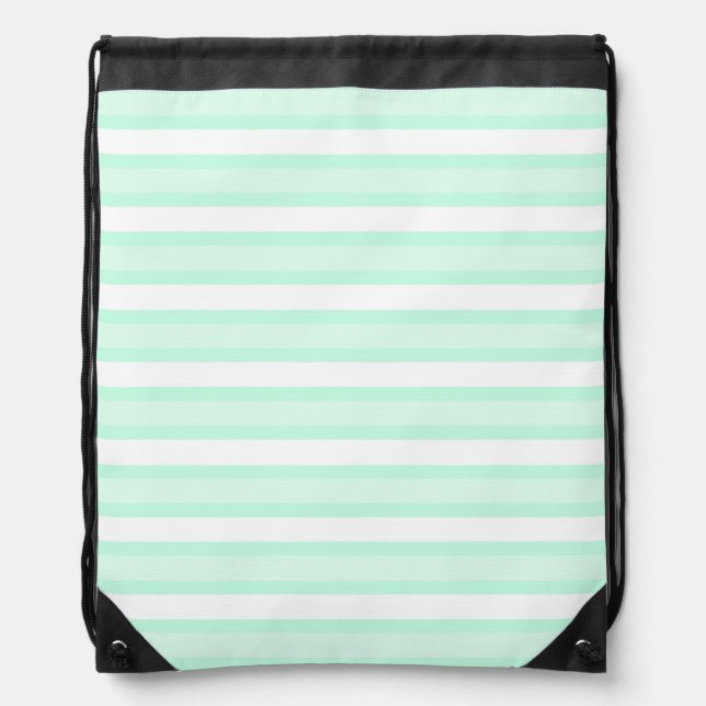 Aqua Stripe drawstring backpack (Front)