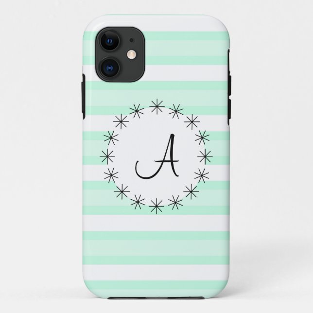 Aqua Stripe 'Monogram' iPhone case (Back)
