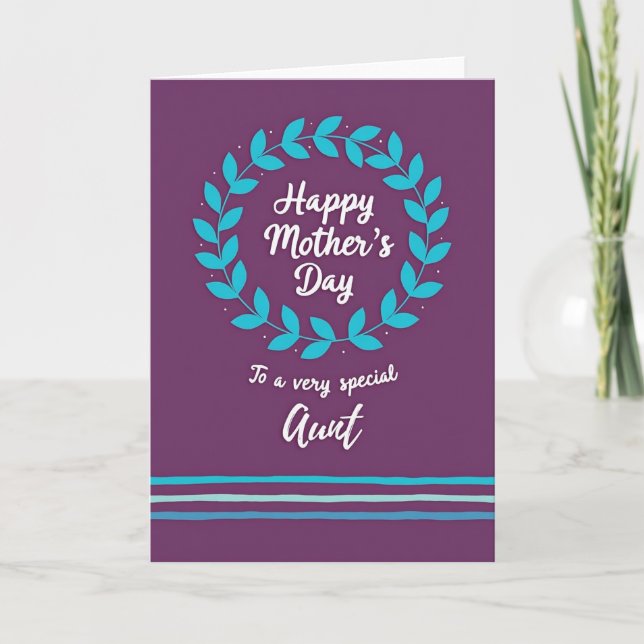 Aqua Stripe Mothers Day Card (Front)
