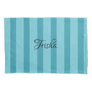 Aqua Stripe Pillow Case - Add Name HAMbyWG