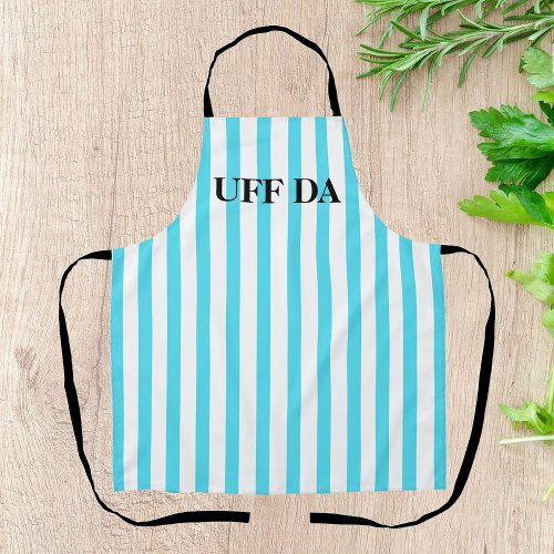 Aqua Striped Uff Da All_Over Print Apron