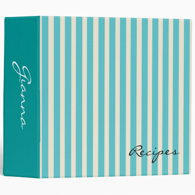 Aqua Stripes 3 Ring Binder (Front/Spine)