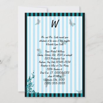 Aqua Stripes And Butterflies Goth Bridal by gothicbusiness at Zazzle