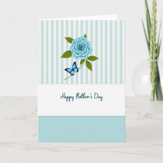 Aqua Stripes Mothers Day Card (Front)