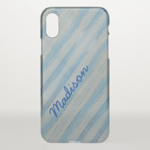 Aqua Stripes Personalize iPhone X Case