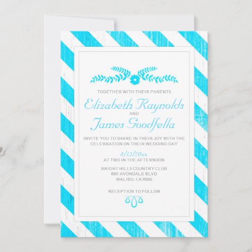 Aqua Stripes Wedding Invitations