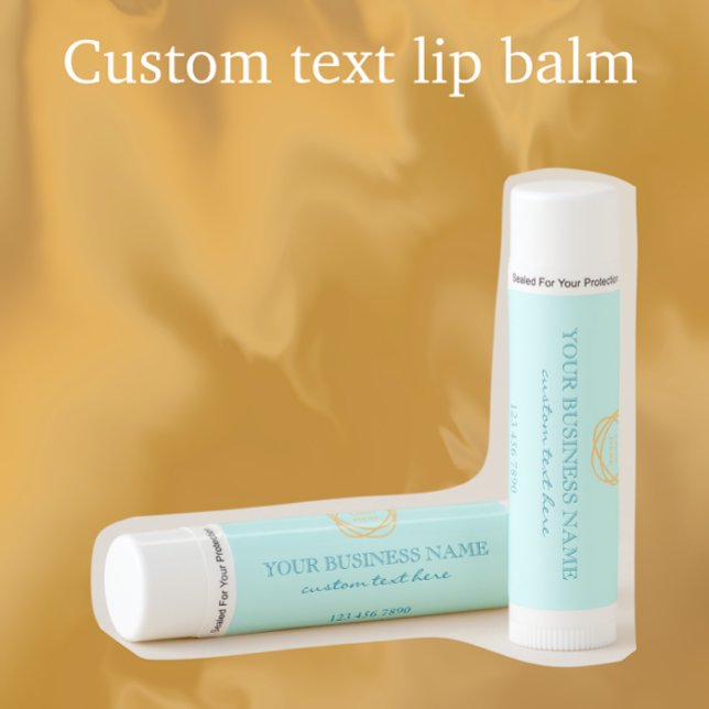 Aqua Stylish Business Logo Promotional Natural   Lip Balm (Customize the text and logo on this lip balm for a stylish elegant business promotional gift.
)