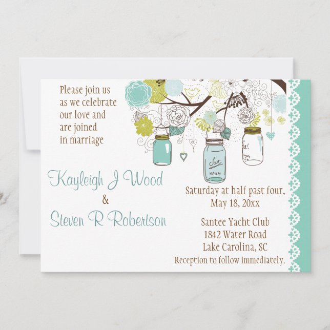 Aqua Summer's Dream Wedding Invitation (Front)