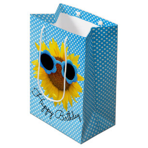 Aqua Sunglasses On Sunflower Medium Gift Bag