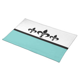 Aqua Swanky Fleur De Lis Placemat