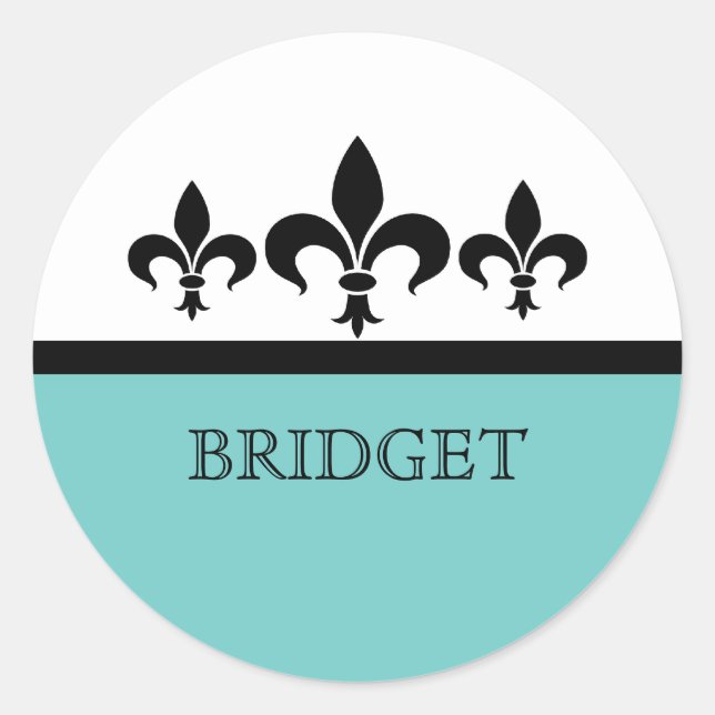 Aqua Swanky Fleur De Lis Stickers (Front)