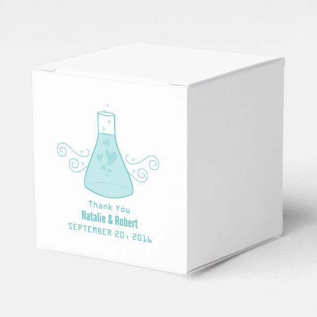 Aqua Sweet Chemistry Wedding Favor Boxes (Front Side)