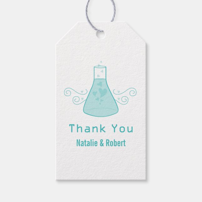 Aqua Sweet Chemistry Wedding Gift Tags (Front)