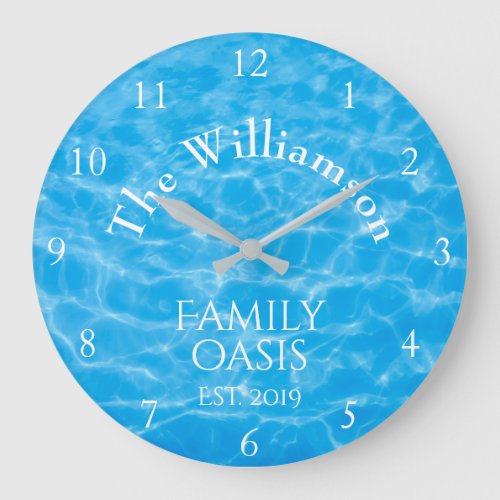 Aqua Swimming Pool Summer Water Ripples Family Large Clock